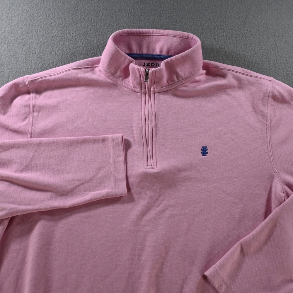IZOD Mens Quarter Zip Pullover Sweater XL Pink